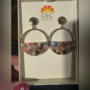 C&C California half-circle hoop resin/acrylic stud earrings, new in box.